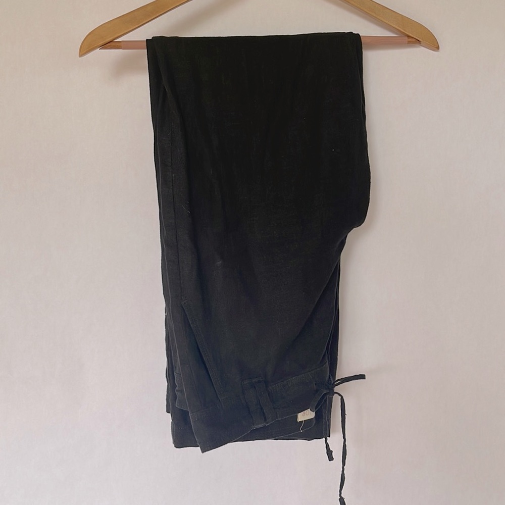 Black Linen Drawstring Pants